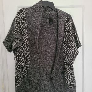 Black and white short sleeve sweater cardigan